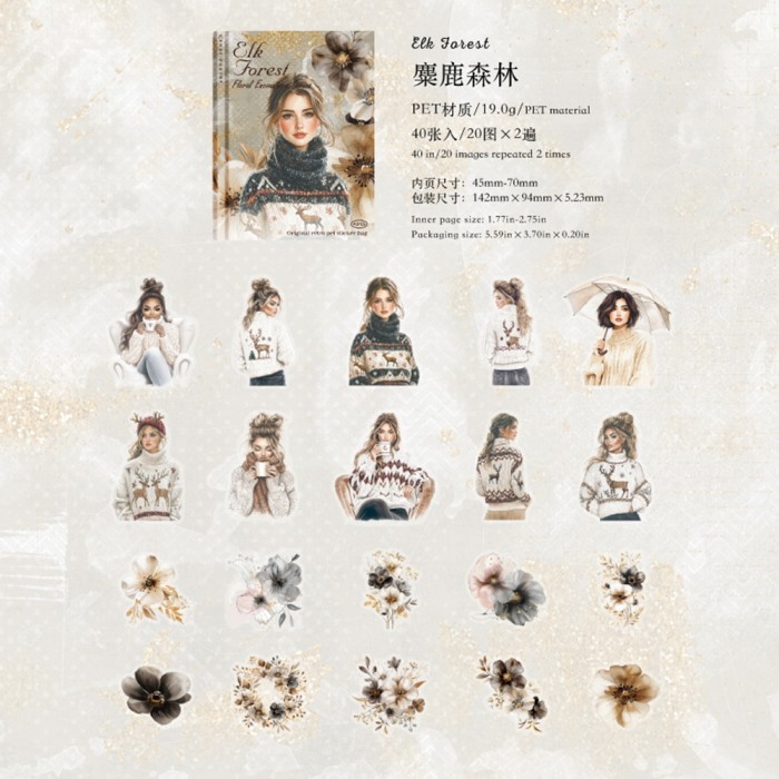 Vintage Character Sticker Bag of 40 pcs 5 Style