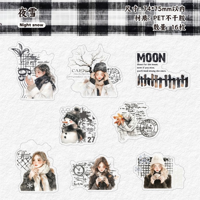Winter Girl Character Sticker Bag of 16 pcs 6 Style