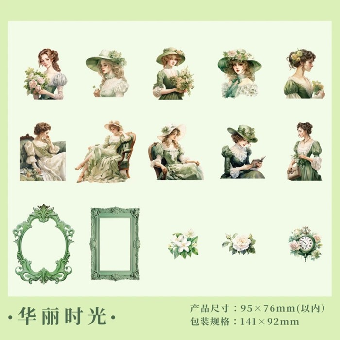 Vintage Victorian Style Elegant Lady Character Sticker Bag of 30 pcs 5 Style
