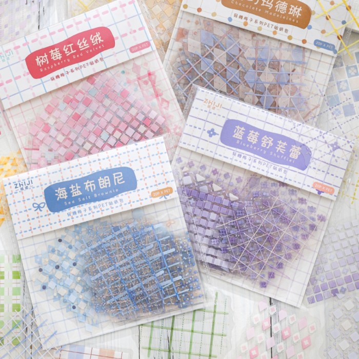 Grid Diagonal Sticker Bag of 20 pcs 6 Style