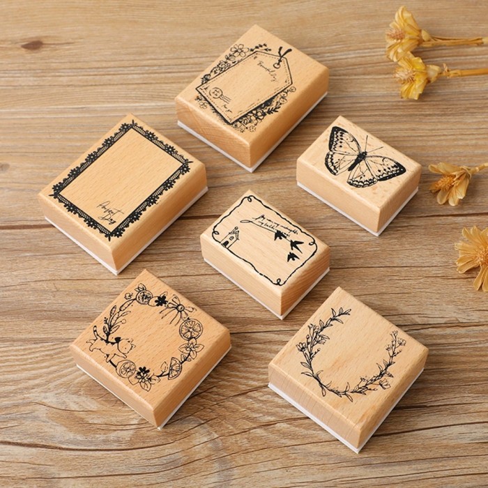 Decorative Wood Rubber Stamp 6 Styles