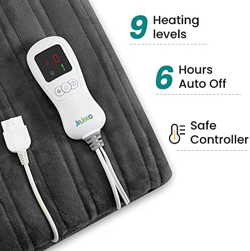 JinJeeo Heated Blanket Sherpa Electric Throw Blanket for Winter,6 Heat  Settings Heating Blanket with 9hrs