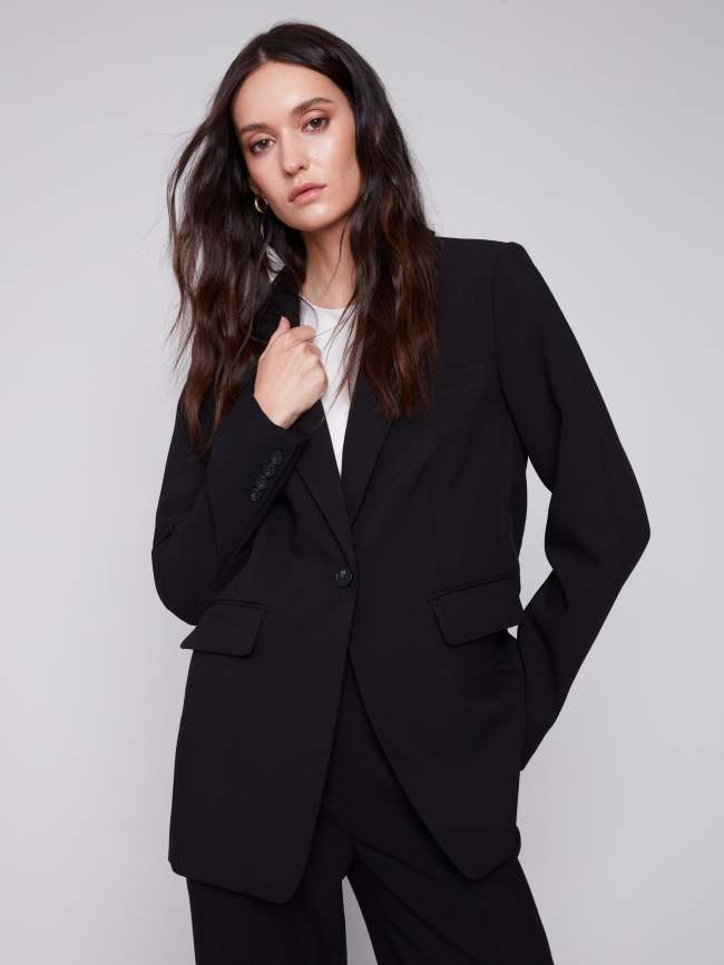 Blazer with Ruched Back - Black