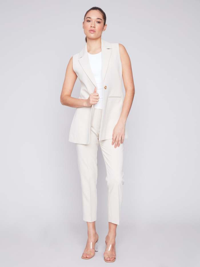 Tailored Blazer Vest - Beige