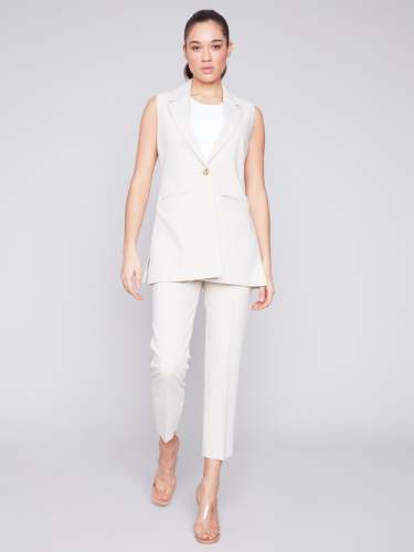 Tailored Blazer Vest - Beige