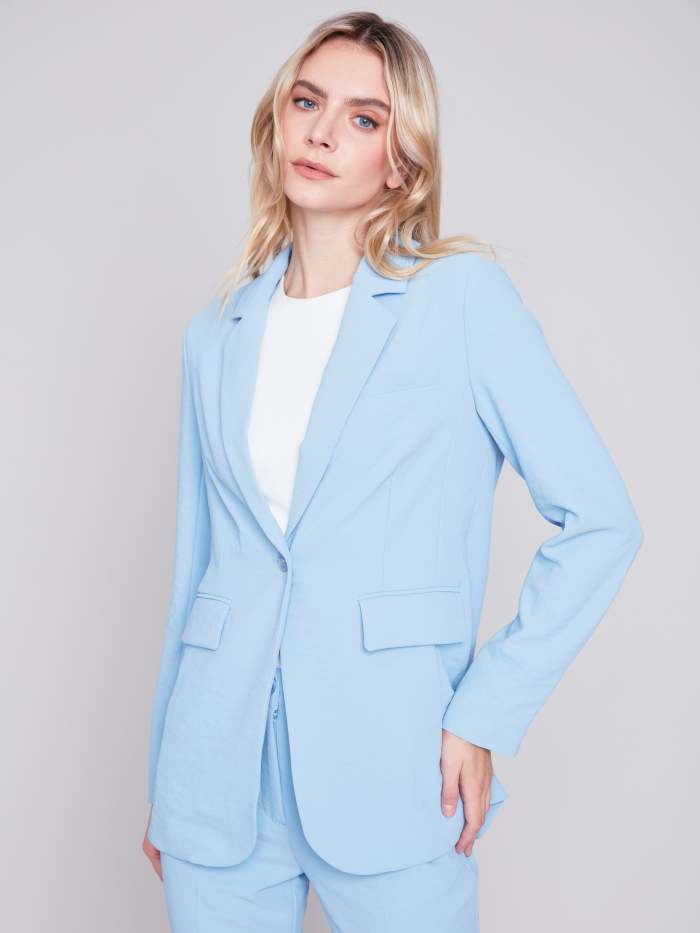 Blazer with Ruched Back - Sky