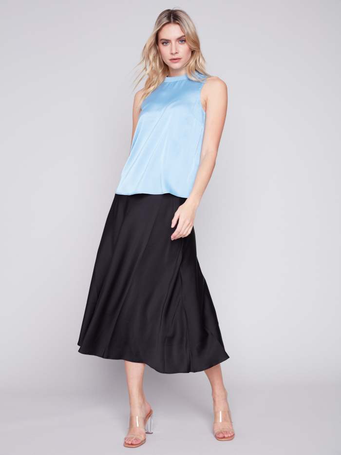 Sleeveless Satin Top - Sky