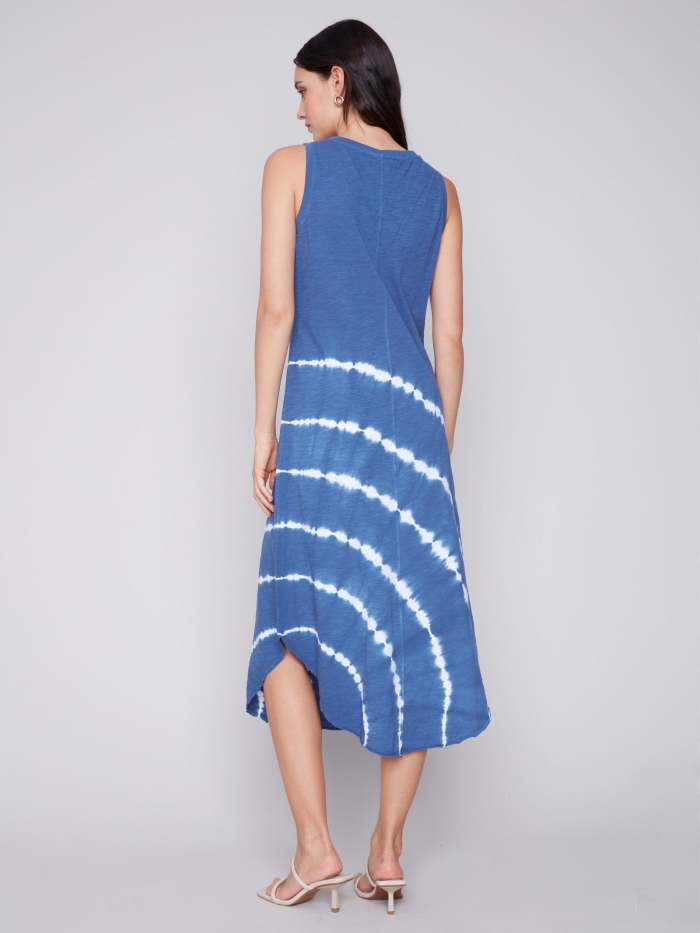 Printed Sleeveless Cotton Dress - Denim