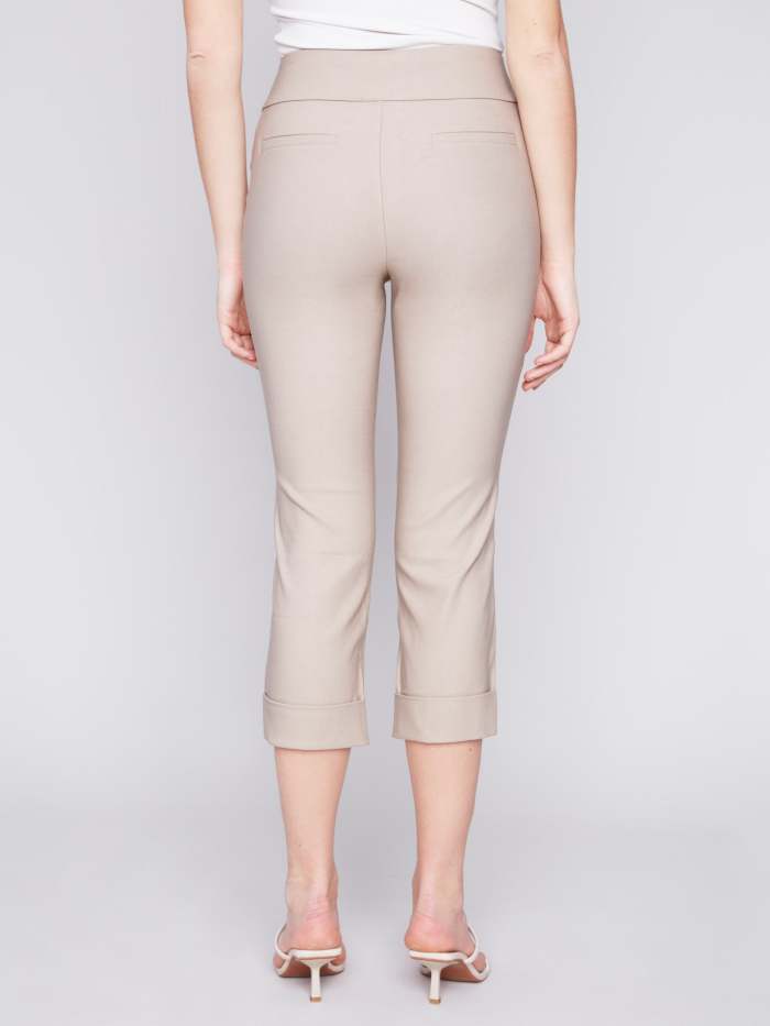 Stretch Pull-On Capri Pants - Greige