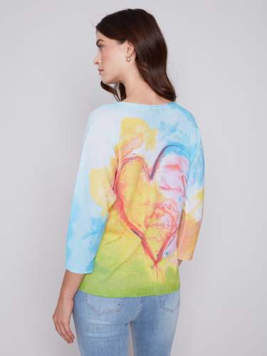 Printed Dolman Sweater - Multicolor