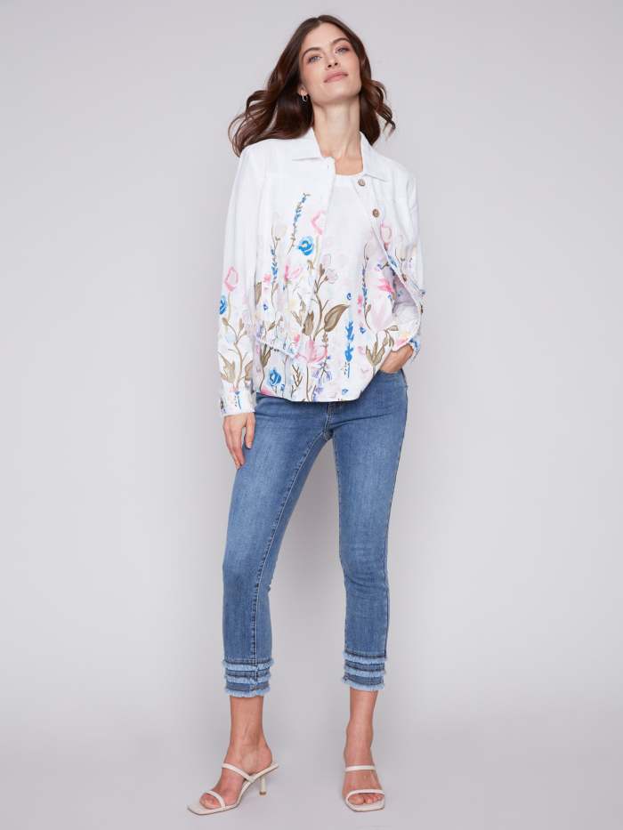 Sleeveless Floral Printed Linen Top - Pastel