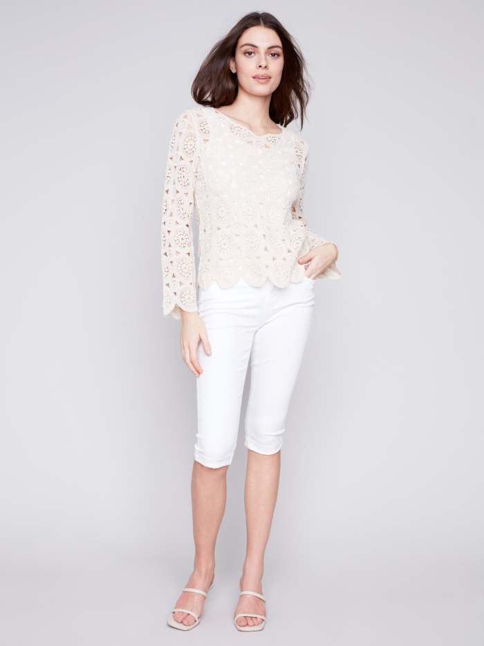 Scalloped Crochet Top - Natural