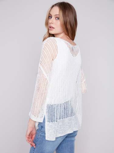 Fishnet Crochet Sweater - White
