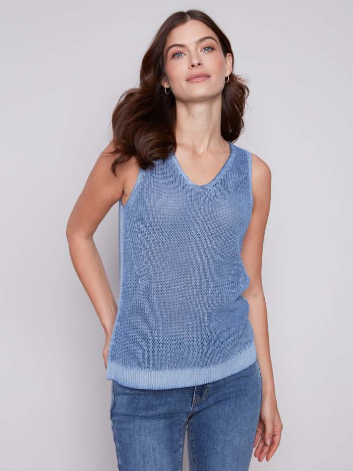 Cold-Dye Knit Cami - Denim