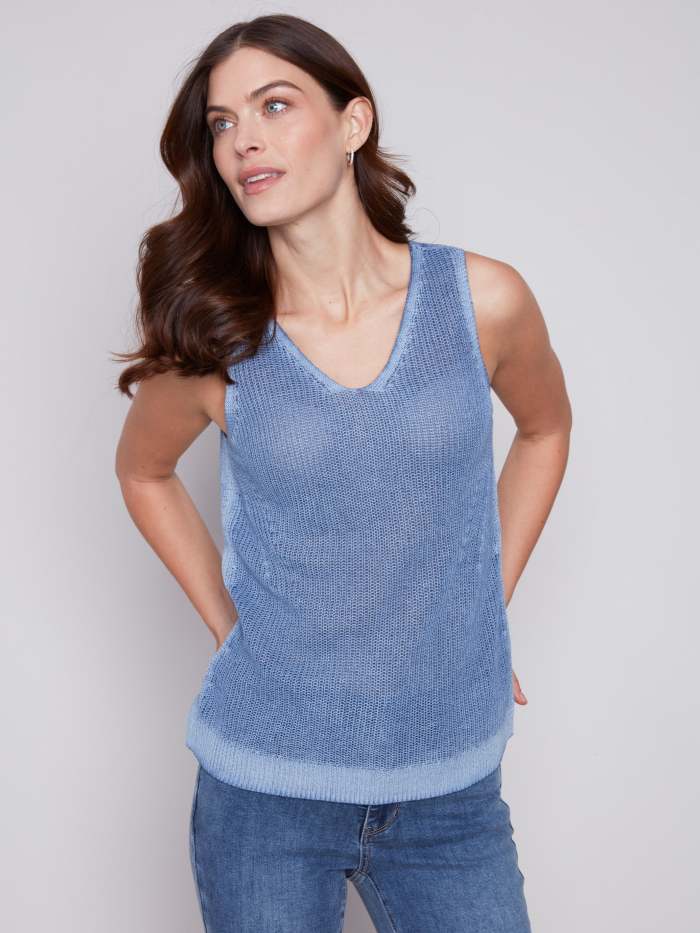 Cold-Dye Knit Cami - Denim