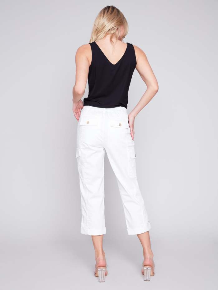 Cotton Canvas Cargo Pants - White