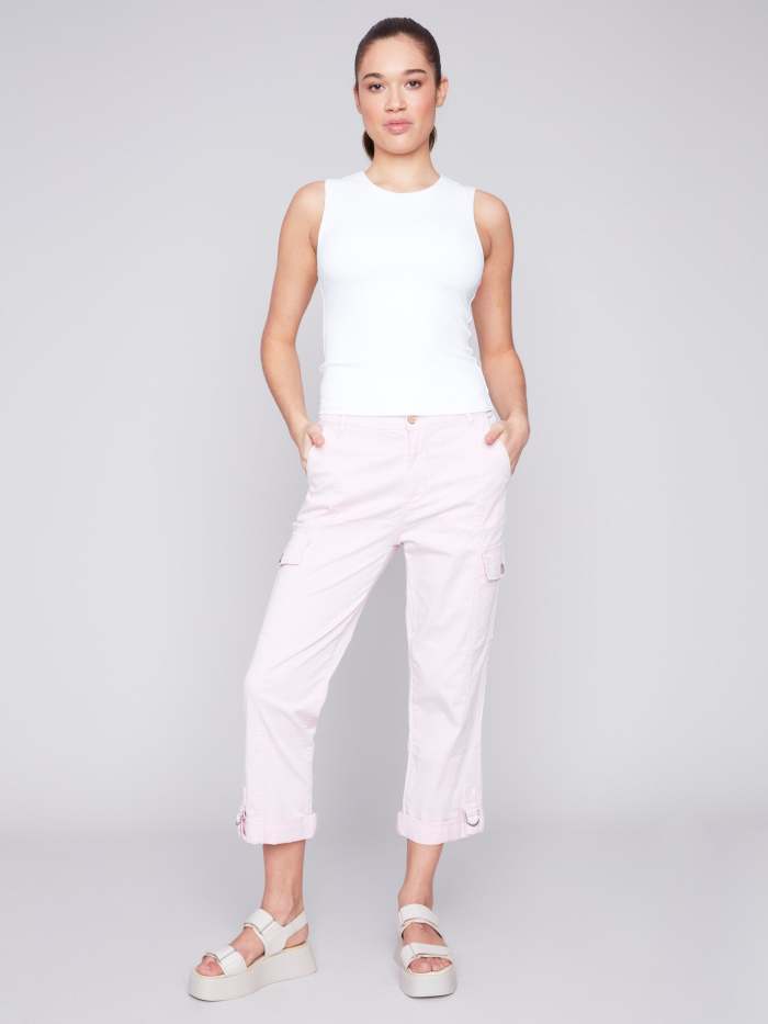 Cotton Canvas Cargo Pants - Lotus