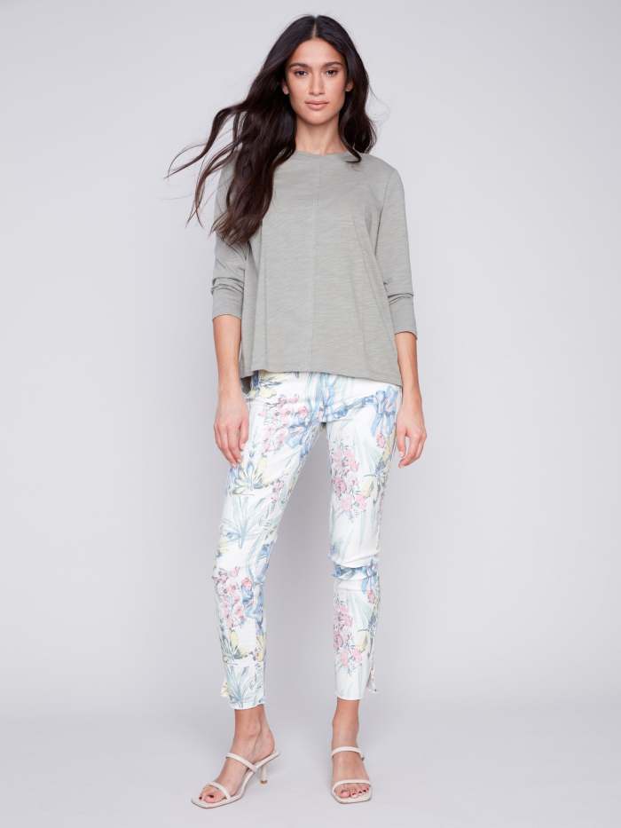 Organic Cotton Slub Knit Top - Celadon