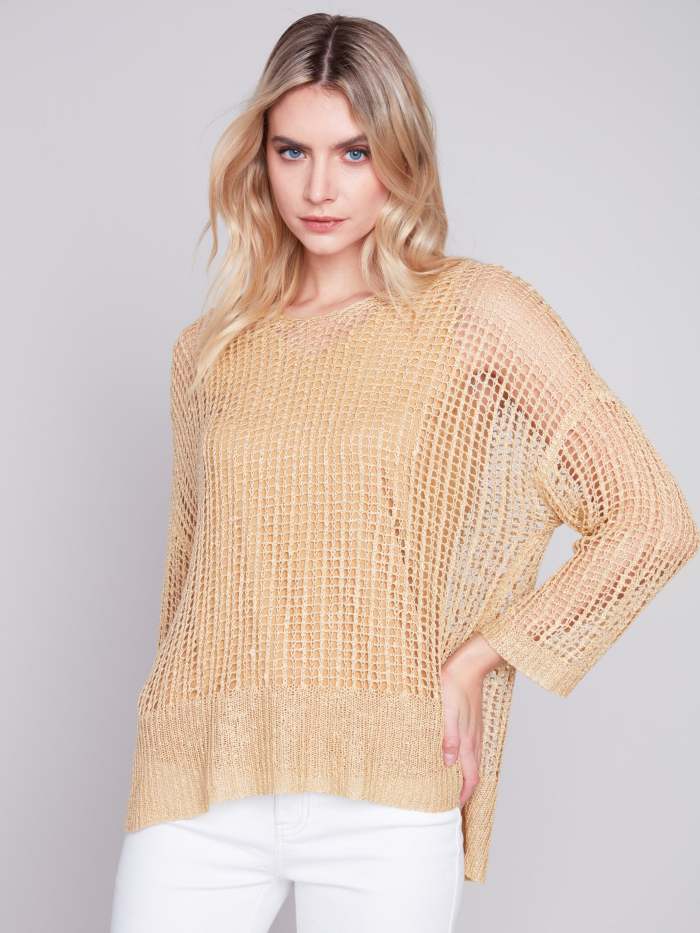 Fishnet Crochet Sweater - Gold