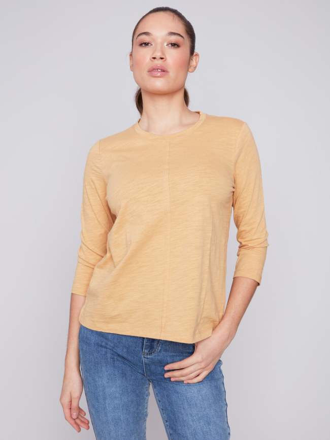 Organic Cotton Slub Knit Top - Corn