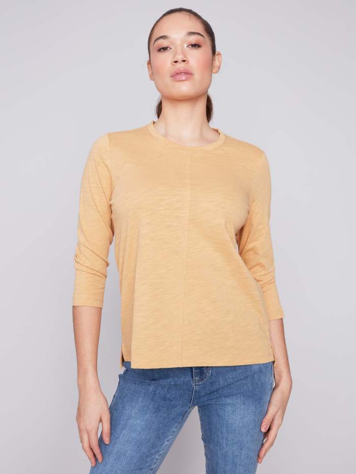 Organic Cotton Slub Knit Top - Corn