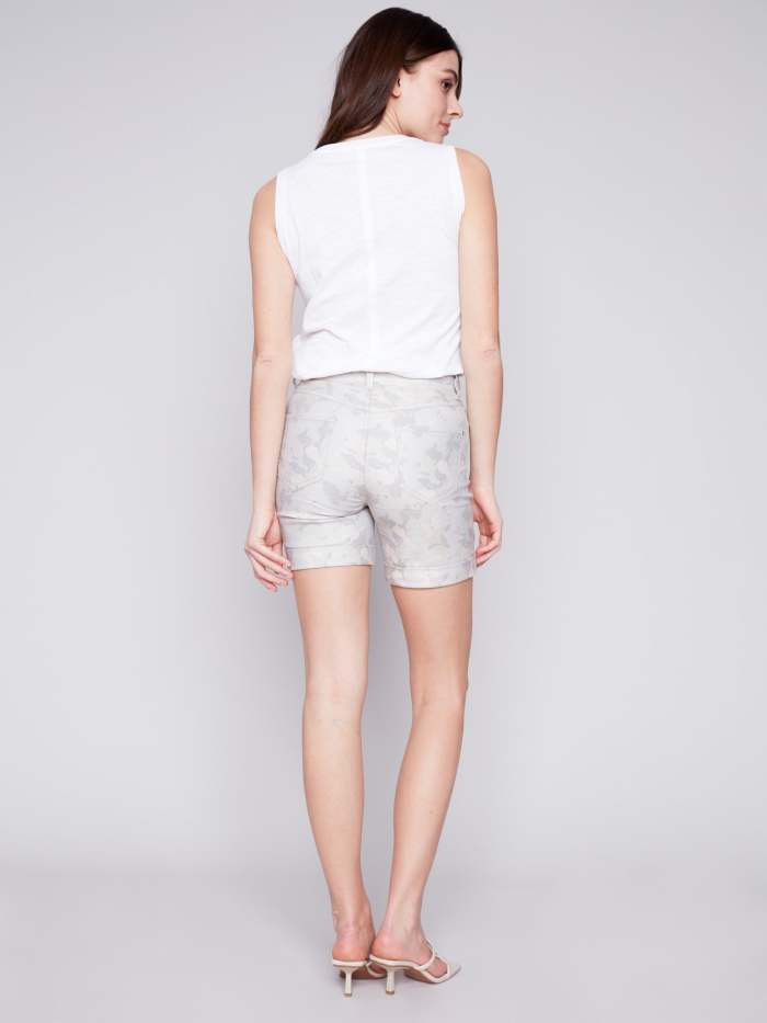 Cuffed Hem Twill Shorts - Camo