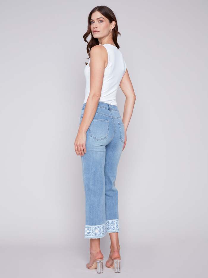 Jeans with Crochet Cuff - Light Blue