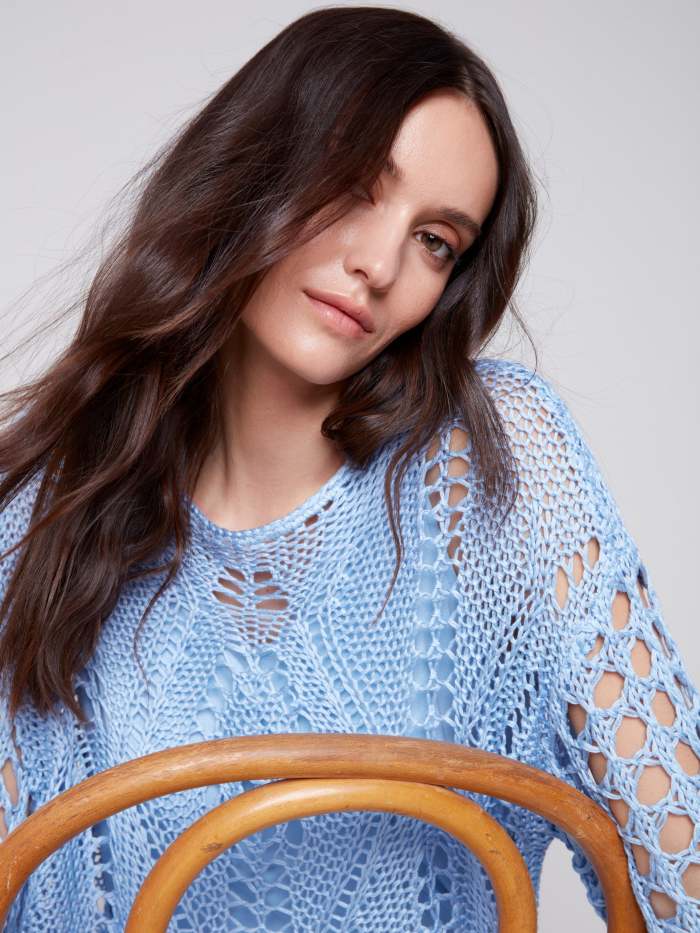 Fancy Stitch Crochet Sweater - Sky