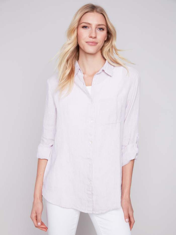 Long Linen Shirt - Lavender