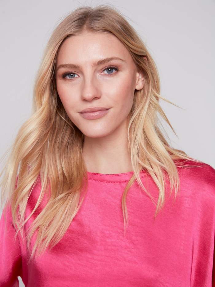 Satin Jersey Dolman Top - Punch