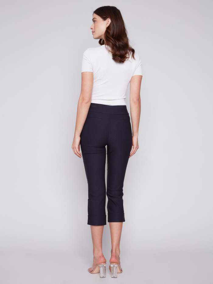 Stretch Pull-On Capri Pants - Navy