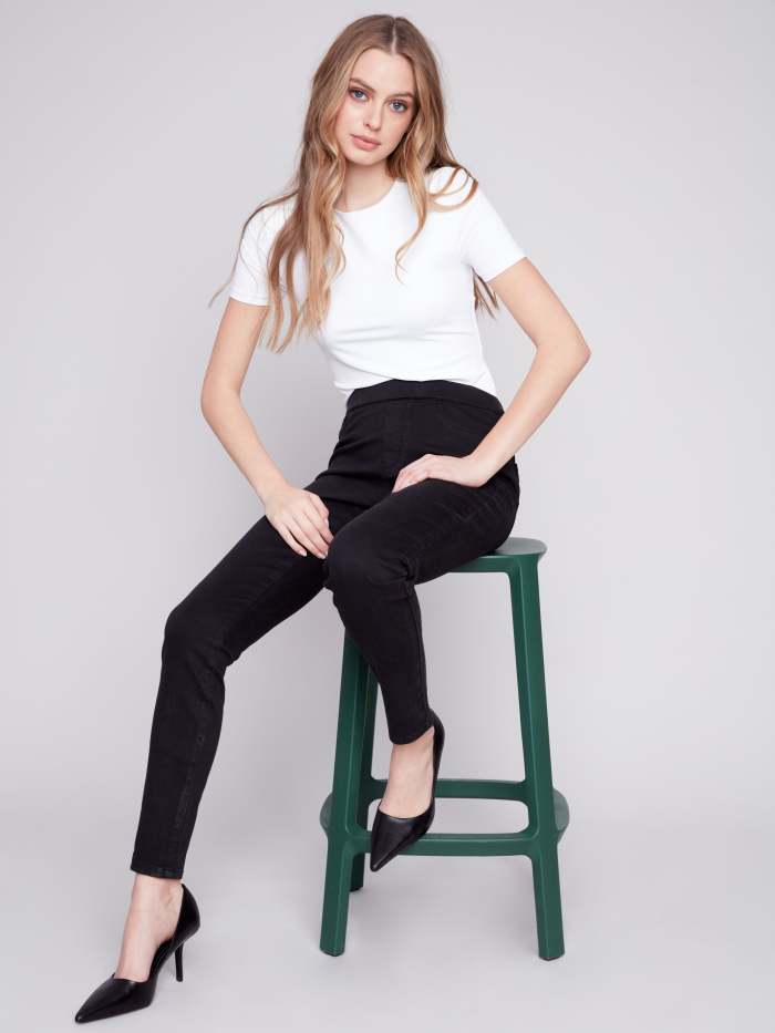 Twill Pull-On Pants - Black