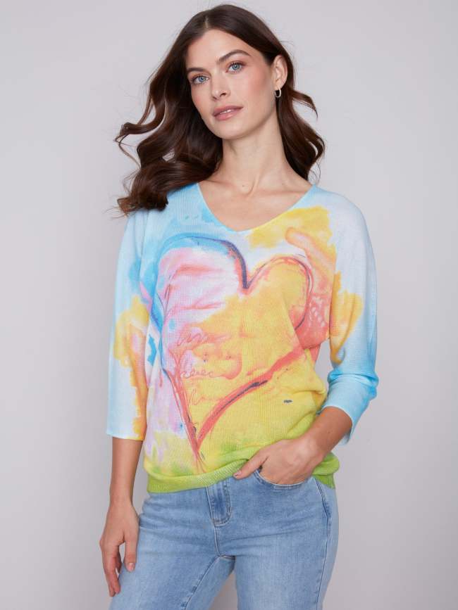 Printed Dolman Sweater - Multicolor
