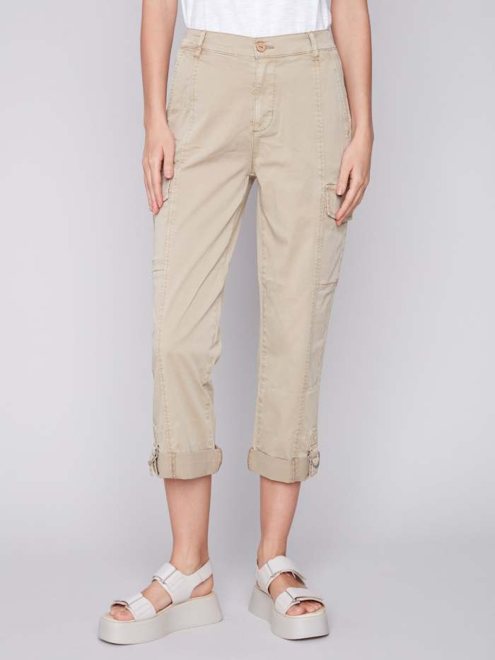 Cotton Canvas Cargo Pants - Khaki
