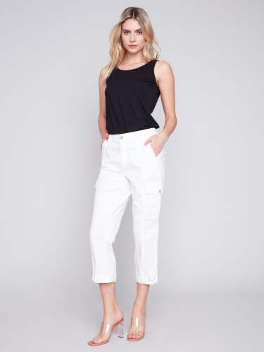 Cotton Canvas Cargo Pants - White