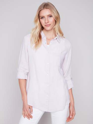 Long Linen Shirt - Lavender