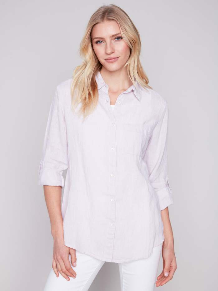 Long Linen Shirt - Lavender