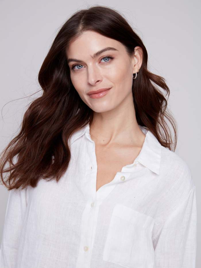 Long Linen Shirt - White