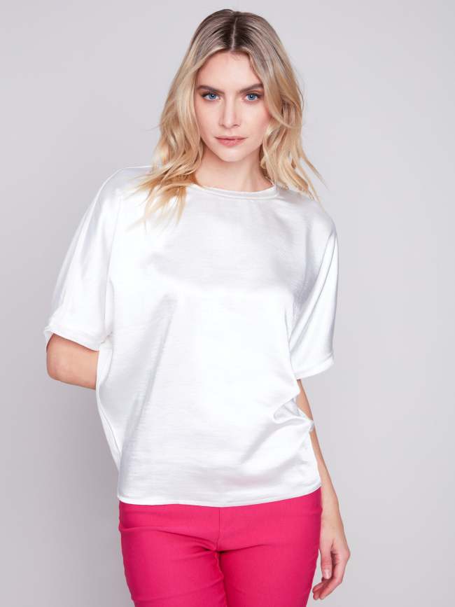 Satin Jersey Dolman Top - Natural