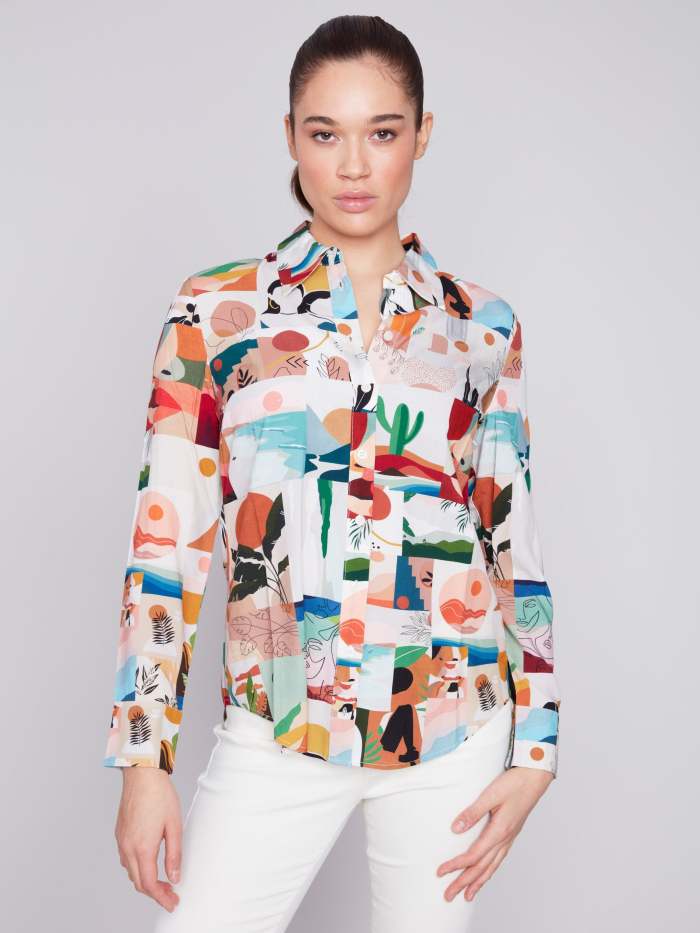 Printed Button-Up Shirt - Story