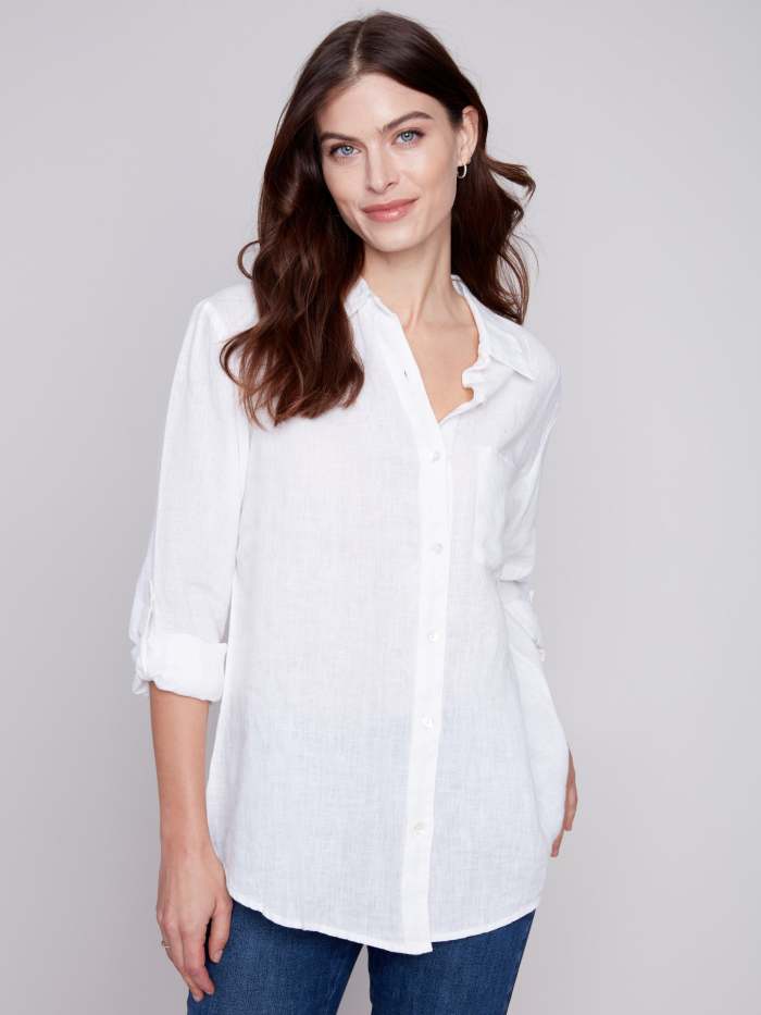 Long Linen Shirt - White