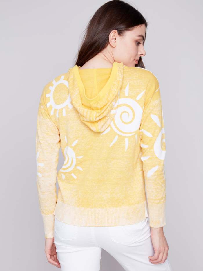 Reverse Printed Hoodie Sweater - Corn