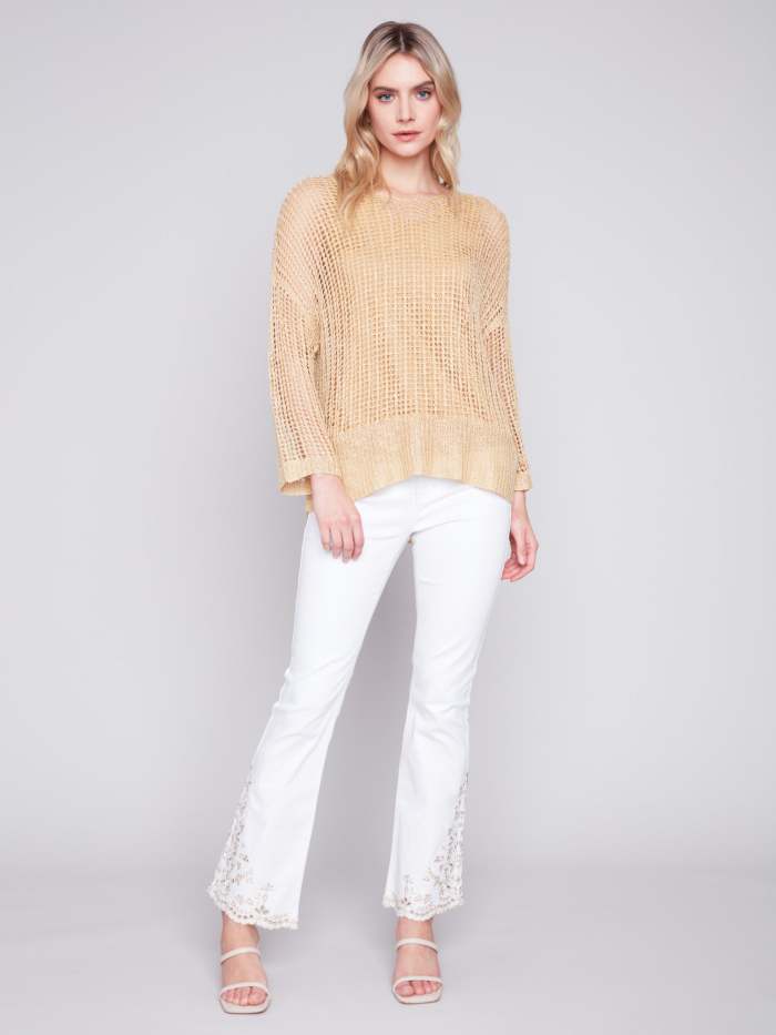 Fishnet Crochet Sweater - Gold