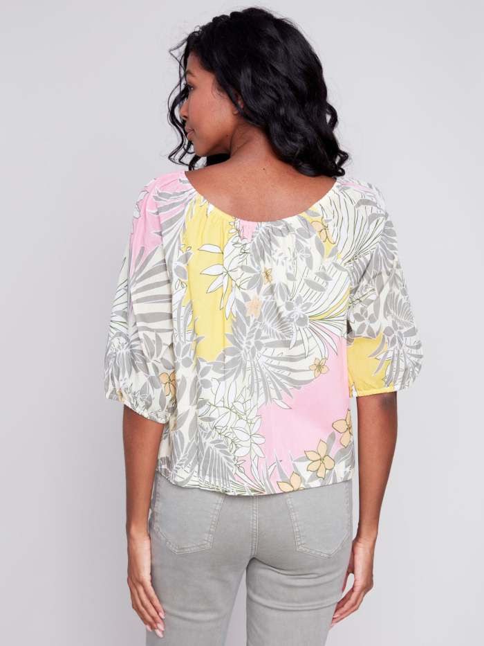 Off-The-Shoulder Cotton Blouse - Celadon