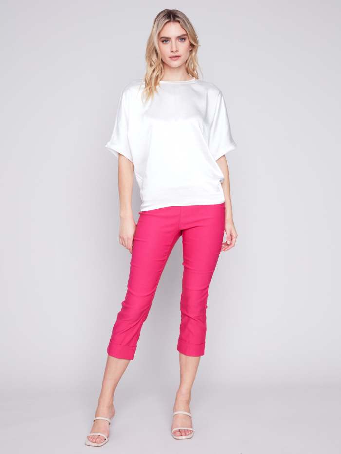 Satin Jersey Dolman Top - Natural