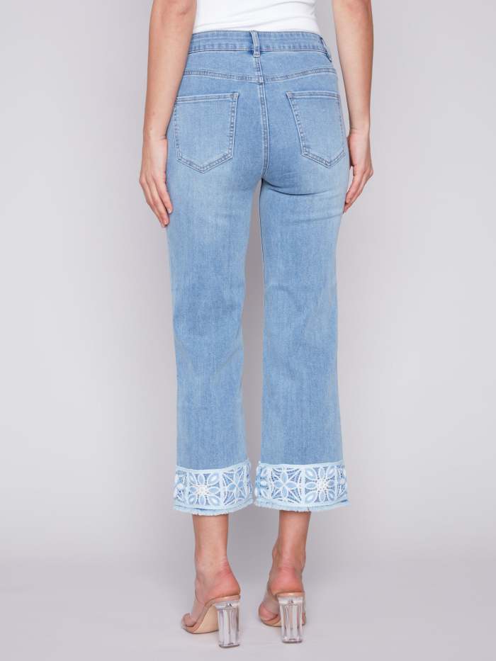 Jeans with Crochet Cuff - Light Blue