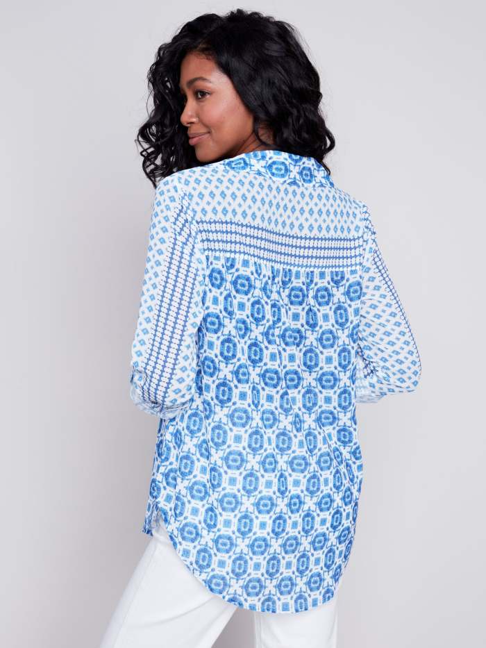 Printed Crinkle Georgette Blouse - Geo