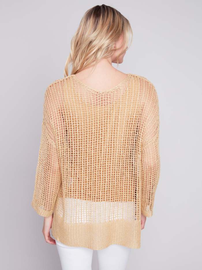 Fishnet Crochet Sweater - Gold