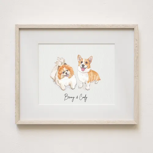 Mini Custom Watercolor Pet Portrait. Dog Portraits from Photos. Two Pet Portraits From Photos. Cat Portrait.Custom Tiny Paintings. Miniature