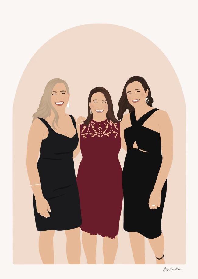 Digital faceless portrait, custom drawing, minimalist illustration, art from photo, special gift, couple or family.
